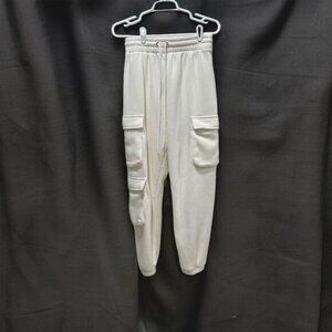 Missposh Women's White Cargo Joggers L Drawstring Waist Pockets Gorpcore Pants